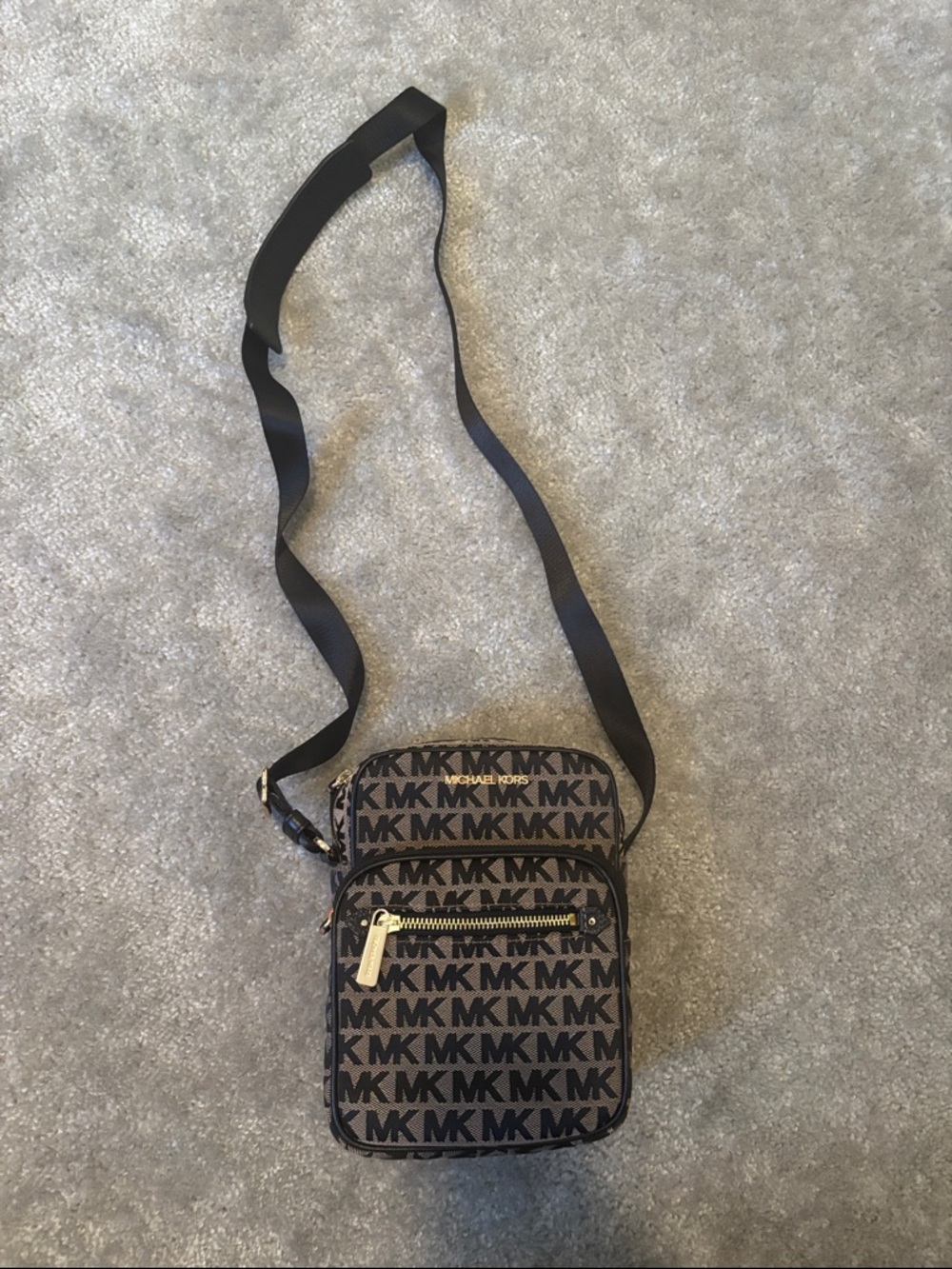 Michael Kors Brown and Black MK Logo Crossbody Bag